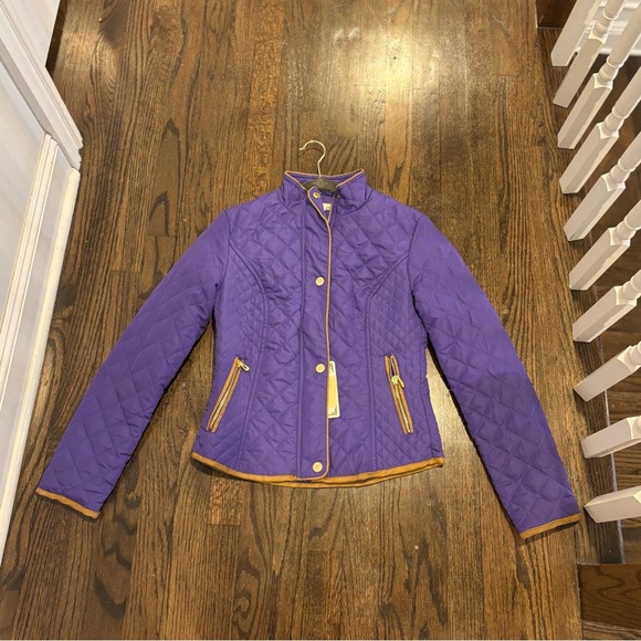 Purple Quilted Jacket with Gold Accents - Picture 1 of 5